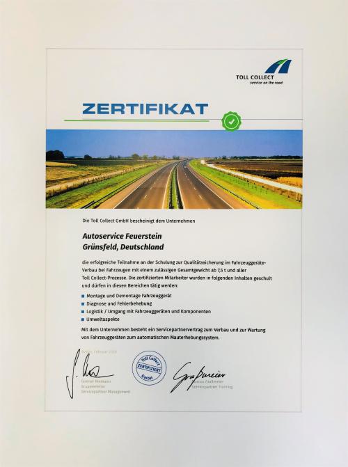 Toll Collect Zertifikat